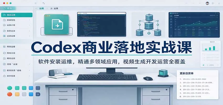 Codex商业落地实战课：软件安装运维，精通多领域应用，视频生成开发运营全覆盖